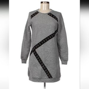 mark Grey Sweatshirt Dress with Metal Ring Detail, Size Large/XL